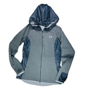 Under Armour Coldgear Loose Full Zip Jacket Womens Sz XS Navy Blue Gray
